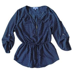 Navy Stella Tweed Blouse Size Medium